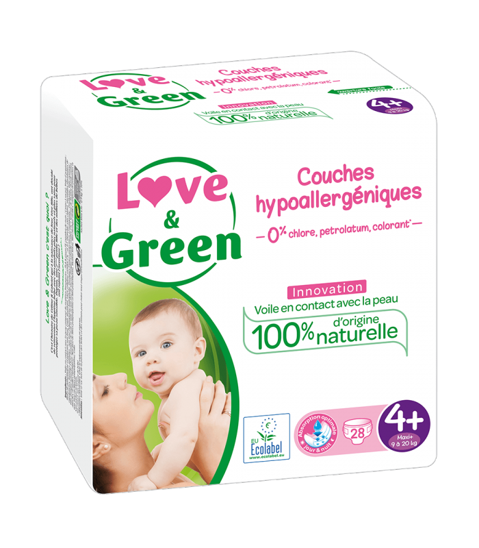 LOVE & GREEN Love & green couches hypoallergeniques taille 4+ paquet de 42