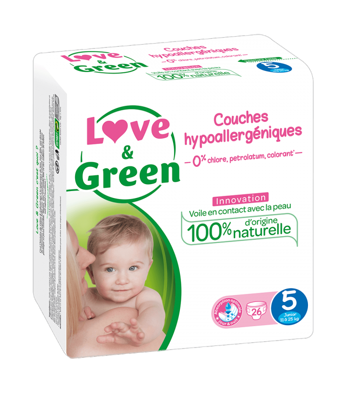 Love And Green Couches Hypoallergéniques Taille 1 2 à 5Kg Paquet